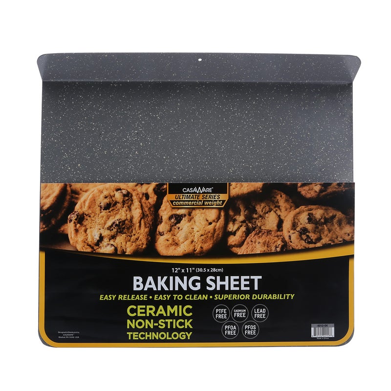 casaWare Toaster Oven 12 x 11-Inch Baking Sheet with a 1.5-Inch Handle (Silver Granite) - Image 1